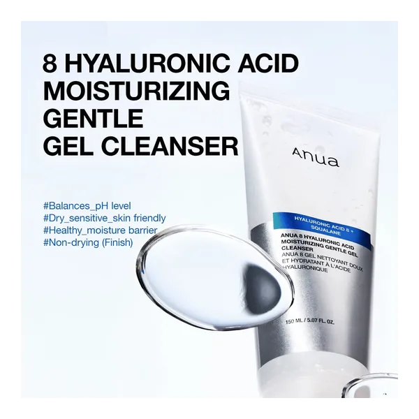 8 Hyaluronic Acid Moisturizng Gentle Gel Cleanser 150ml — Anua wholesale UAE